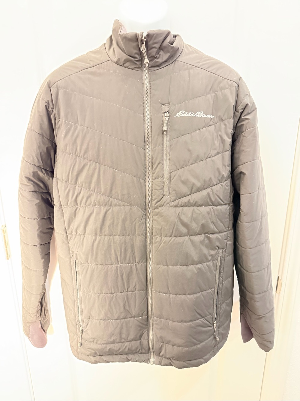 Eddie Bauer Men's Quilted Puffer Jacket - Taupe Gray